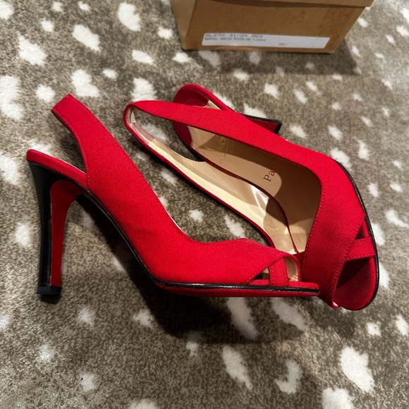 Christian Louboutin Red Open Toe Sling Back Pump. Size 38.5 - Picture 4 of 13